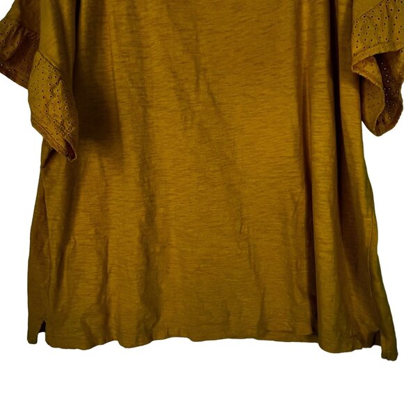 Old Navy Lace Ruffle Shirt Womens Size XXL Yellow Casual - Picture 4 of 7